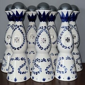ONE (1) Empty Clase Azul Reposado Tequila Blue White Ceramic Decor Bottle Vase